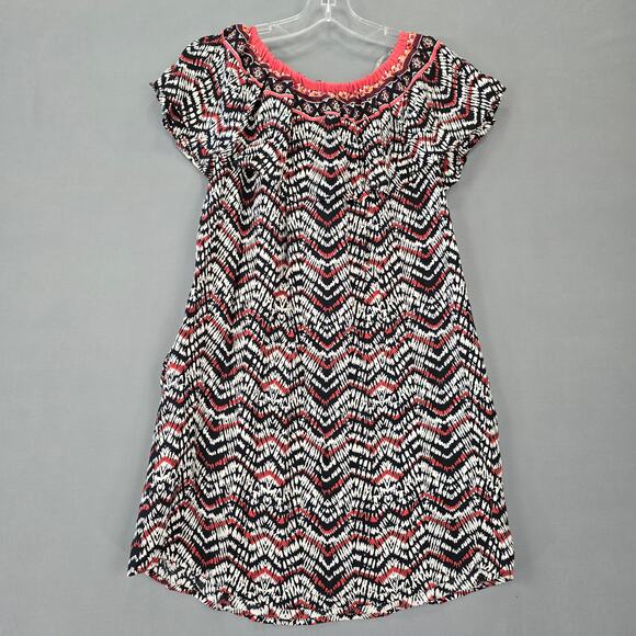 Anthropologie Sanctuary Women Dress Size XS Black Orange Stripe Midi Cap Sleeves - Picture 2 of 10